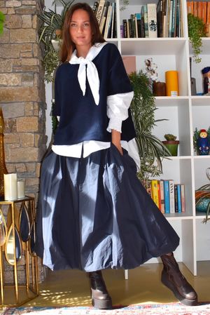 Paloma Tela Bubble Skirt Navy